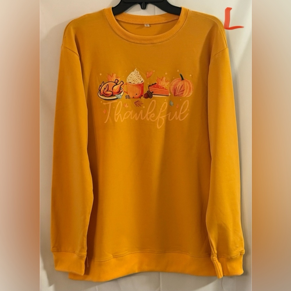 Thankful Graphic Sweatshirt - Mustard